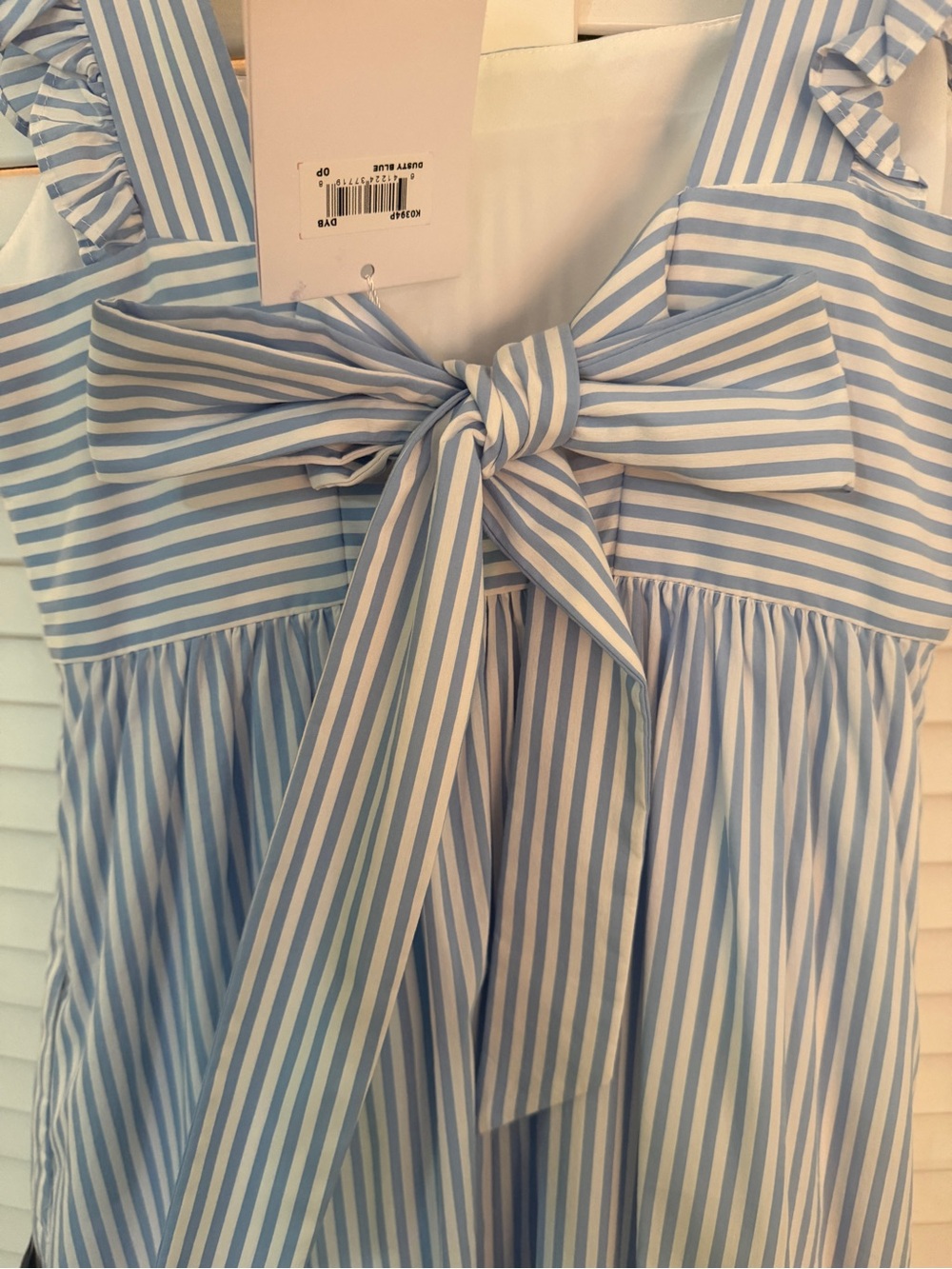 Gal Meets Glam Jasmine Light Blue and White Striped Maxi Dress - Picture 3 of 6